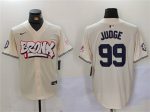 New York Yankees #99 Aaron Judge Cream Bronx Graffiti V2 Vapor Limited Stitched Jersey