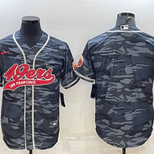San Francisco 49ers Blank Gray Camo With Patch Cool Base Stitched Baseball Jersey