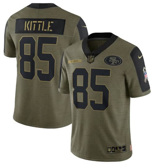 San Francisco 49ers #85 George Kittle 2021 Olive Salute To Service Limited Stitched Jersey