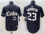 Chicago Cubs #23 Ryne Sandberg Black 'Gothic North Side Edition' Vapor Premier Limited Stitched Jersey