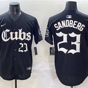 Chicago Cubs #23 Ryne Sandberg Black 'Gothic North Side Edition' Vapor Premier Limited Stitched Jersey