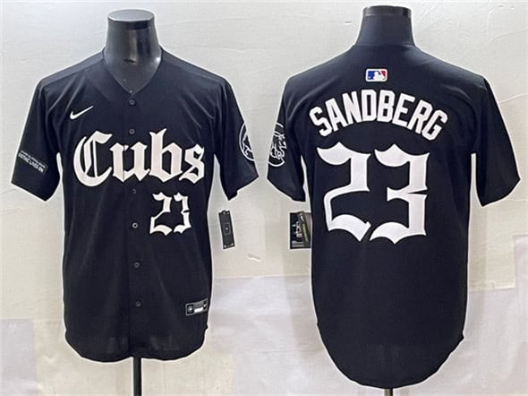 Chicago Cubs #23 Ryne Sandberg Black 'Gothic North Side Edition' Vapor Premier Limited Stitched Jersey
