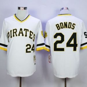 Mitchell And Ness Pirates #24 Barry Bonds White Throwback Stitched Jersey