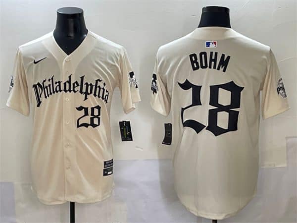Philadelphia Phillies #28 Alec Bohm Cream Gothic Vapor Limited Stitched Jersey