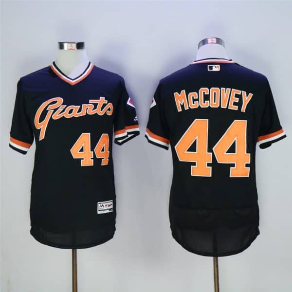 San Francisco Giants #44 Willie McCovey Black Throwback Flexbase Stitched Jersey