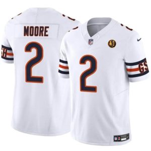 Chicago Bears #2 DJ Moore White 2023 F.U.S.E. With John Madden Patch Vapor Limited Stitched Jersey