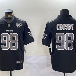 Las Vegas Raiders #98 Maxx Crosby Black With 65th Anniversary Patch Vapor Limited Stitched Jersey