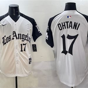 Los Angeles Dodgers #17 Shohei Ohtani White Black Mexico 2025 LA Gothic Style With Fernando Patch Vapor Premier Limited Stitched Jersey