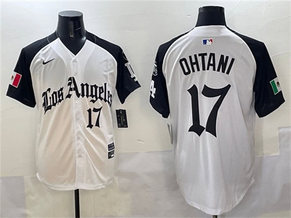 Los Angeles Dodgers #17 Shohei Ohtani White Black Mexico 2025 LA Gothic Style With Fernando Patch Vapor Premier Limited Stitched Jersey