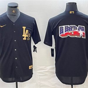 Los Angeles Dodgers Team Big Logo Black Cool Base Stitched Jersey