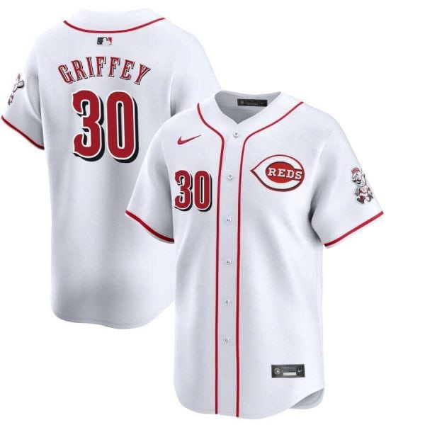 Cincinnati Reds #30 Ken Griffey Jr. White Home Limited Stitched Jersey