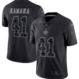 New Orleans Saints #41 Alvin Kamara Black Reflective Limited Stitched Football Jersey