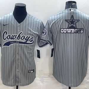 Dallas Cowboys Gray Team Big Logo With Patch Cool Base Stitched Jersey