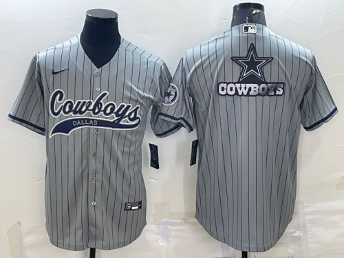 Dallas Cowboys Gray Team Big Logo With Patch Cool Base Stitched Jersey