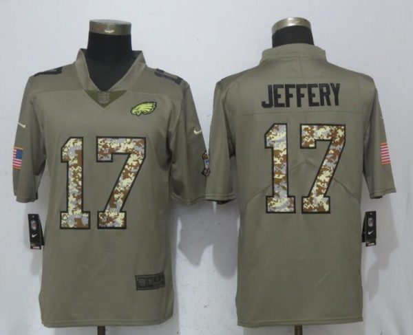 Philadelphia Eagles #17 Alshon Jeffery Olive Camo Salute To Service Limited Stitched Jersey