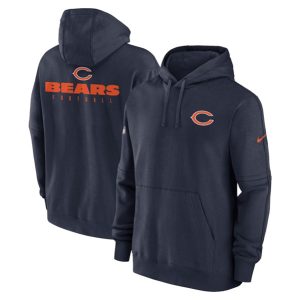 Chicago Bears Navy Sideline Club Fleece Pullover Hoodie