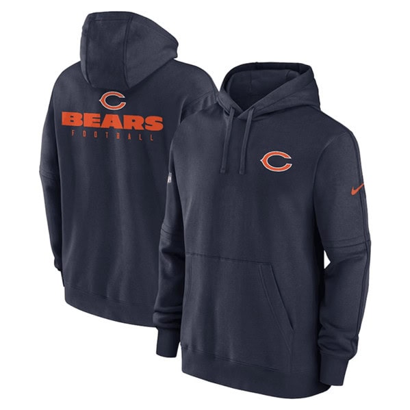Chicago Bears Navy Sideline Club Fleece Pullover Hoodie