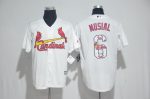 St.Louis Cardinals #6 Stan Musial White Team Logo Print Cool Base Stitched Jersey