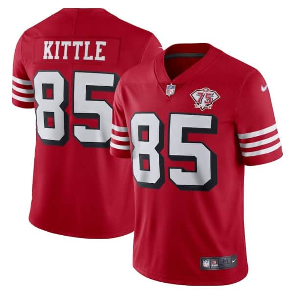 San Francisco 49ers #85 George Kittle Scarlet 2021 75th Anniversary Vapor Untouchable Limited Stitched Jersey