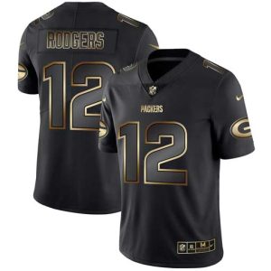 Green Bay Packers #12 Aaron Rodgers 2019 Black Gold Edition Stitched Jersey