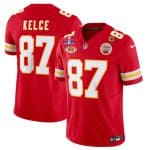 Kansas City Chiefs #87 Travis Kelce Red 2024 F.U.S.E. Super Bowl LVIII Patch With "NKH" Patch And 4-Star C Patch Vapor Untouchable Limited Stitched Jersey