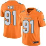 Dolphins #91 Cameron Wake Orange Stitched Limited Rush Nike Jersey