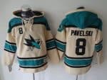 Sharks #8 Joe Pavelski Cream Sawyer Hooded Sweatshirt Stitched Jersey