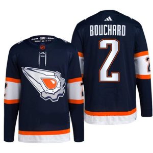 Edmonton Oilers #2 Evan Bouchard Navy 2022-23 Reverse Retro Stitched Jersey