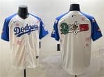 Los Angeles Dodgers Team Big Logo White Royal 2025 Tokyo Series Limited Stitched Jersey