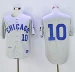 Mitchell And Ness Cubs #10 Ron Santo Stitched Grey Throwback Jersey