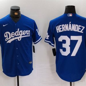 Los Angeles Dodgers #37 Teoscar Hern¨¢ndez Blue Cool Base Stitched Jersey