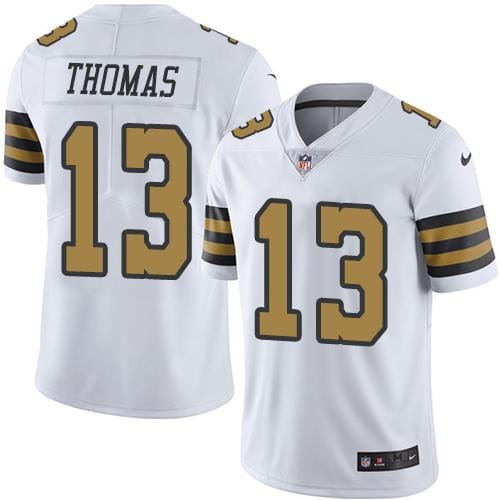 Saints #13 Michael Thomas White Stitched Limited Rush Nike Jersey