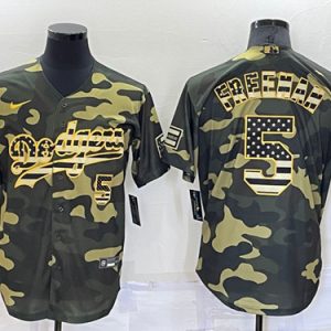 Los Angeles Dodgers #5 Freddie Freeman Olive Cool Base Stitched Baseball Jersey