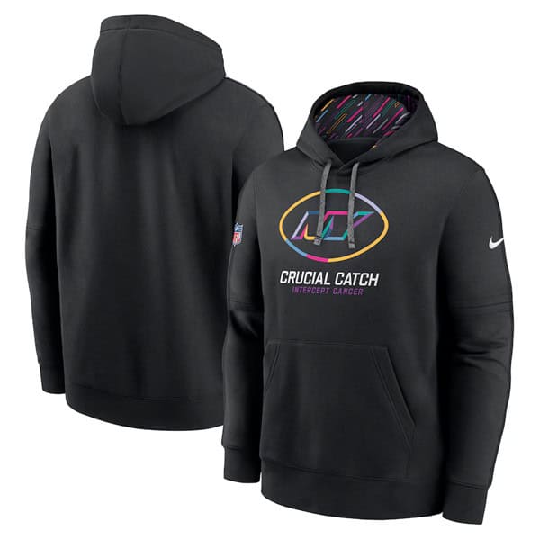 New York Jets Black 2024 Crucial Catch Club Pullover Hoodie