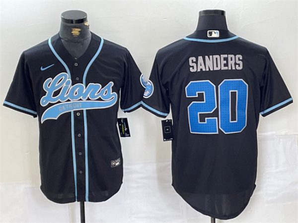 Detroit Lions #20 Barry Sanders Black Cool Base Stitched Jersey