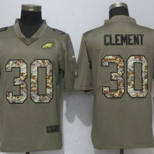 Philadelphia Eagles #30 Corey Clement Olive Camo Salute To Service Limited Stitched Jersey