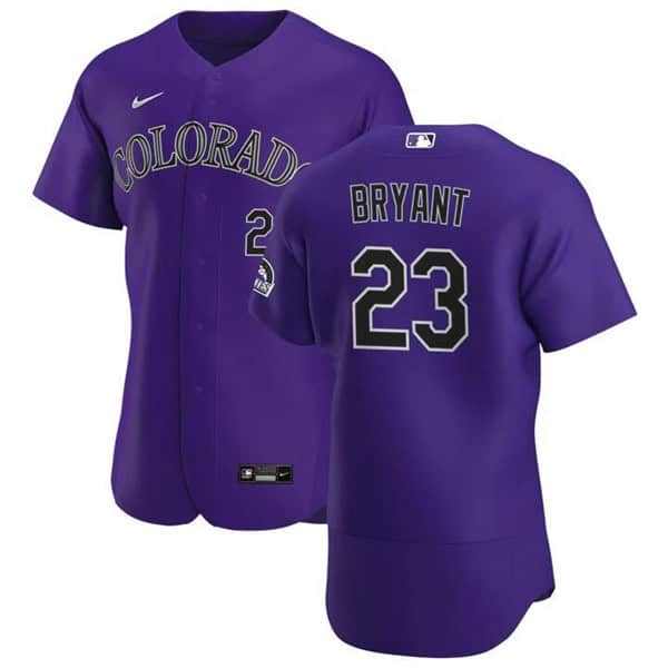 Colorado Rockies #23 Kris Bryant Purple Flex Base Stitched Jersey