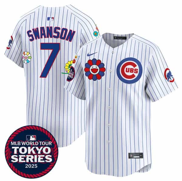Chicago Cubs #7 Dansby Swanson White 2025 Tokyo Series Limited Stitched Jersey