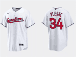 Cleveland Guardians #34 Zach Plesac White Cool Base Stitched Jersey