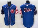 Chicago Cubs Team Big Logo Royal 2025 Independence Day Vapor Premier Limited Stitched Jersey