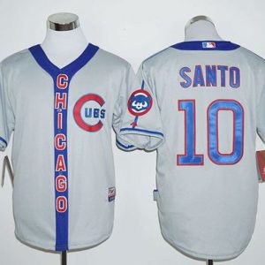 Cubs #10 Ron Santo Grey Cooperstown Stitched Jersey
