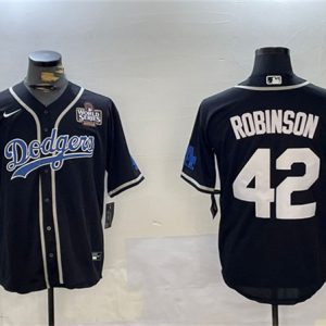 Los Angeles Dodgers #42 Jackie Robinson Black 2024 World Series Cool Base Stitched Jersey
