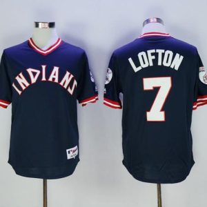 Indians #7 Kenny Lofton Navy Blue 1976 Turn Back The Clock Stitched Jersey