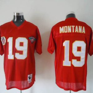 Mitchell Ness Chiefs #19 Joe Montana Red 75th Anniversary Throwback Stitched Jersey