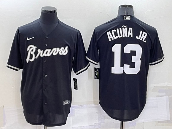 Atlanta Braves #13 Ronald Acuna Jr. Black Cool Base Stitched Baseball Jersey