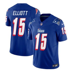 New England Patriots #15 Ezekiel Elliott Blue 2023 F.U.S.E. Vapor Limited Stitched Jersey