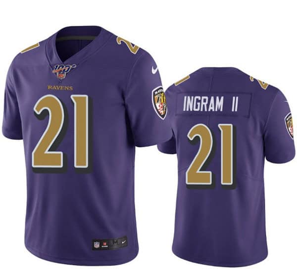 Baltimore Ravens 100th #21 Mark Ingram II Color Rush Purple Jersey