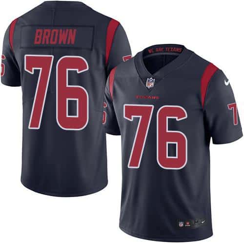 Texans #76 Duane Brown Navy Blue Stitched Limited Rush Nike Jersey