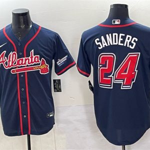 Atlanta Braves #24 Deion Sanders Navy 2025 Speedway Classic Alternate Stitched Jersey