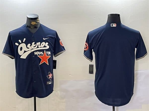 Houston Astros Blank Navy Cactus Jack Style Vapor Premier Limited Stitched Jersey